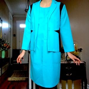 Power suite shift dress and jacket set